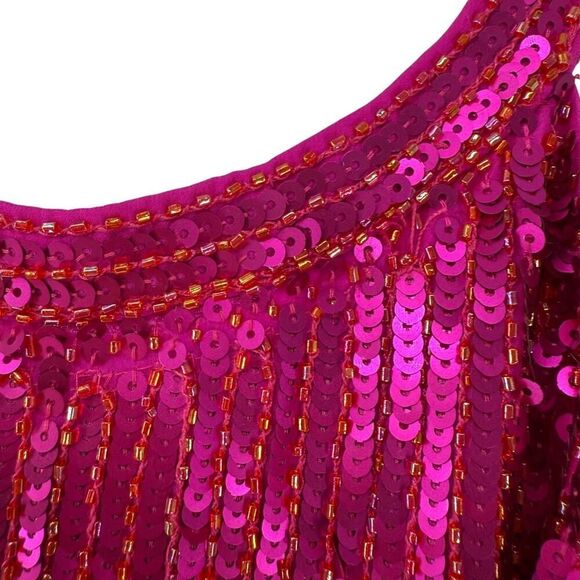Trina Turk Sequin Tunic Pink XS Sleeveless Silk Scoop Neck Formal Flirty Fucshia - Picture 11 of 11